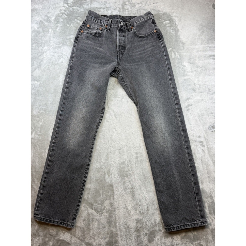 Levis 501 Premium Jeans Women's 27x30 Black BIG E Straight Button Fly